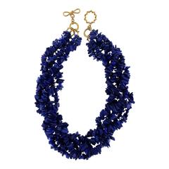Five strand chicklet lapis lazuli necklace
