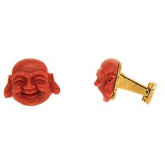 Happy Buddha Coral Cufflinks