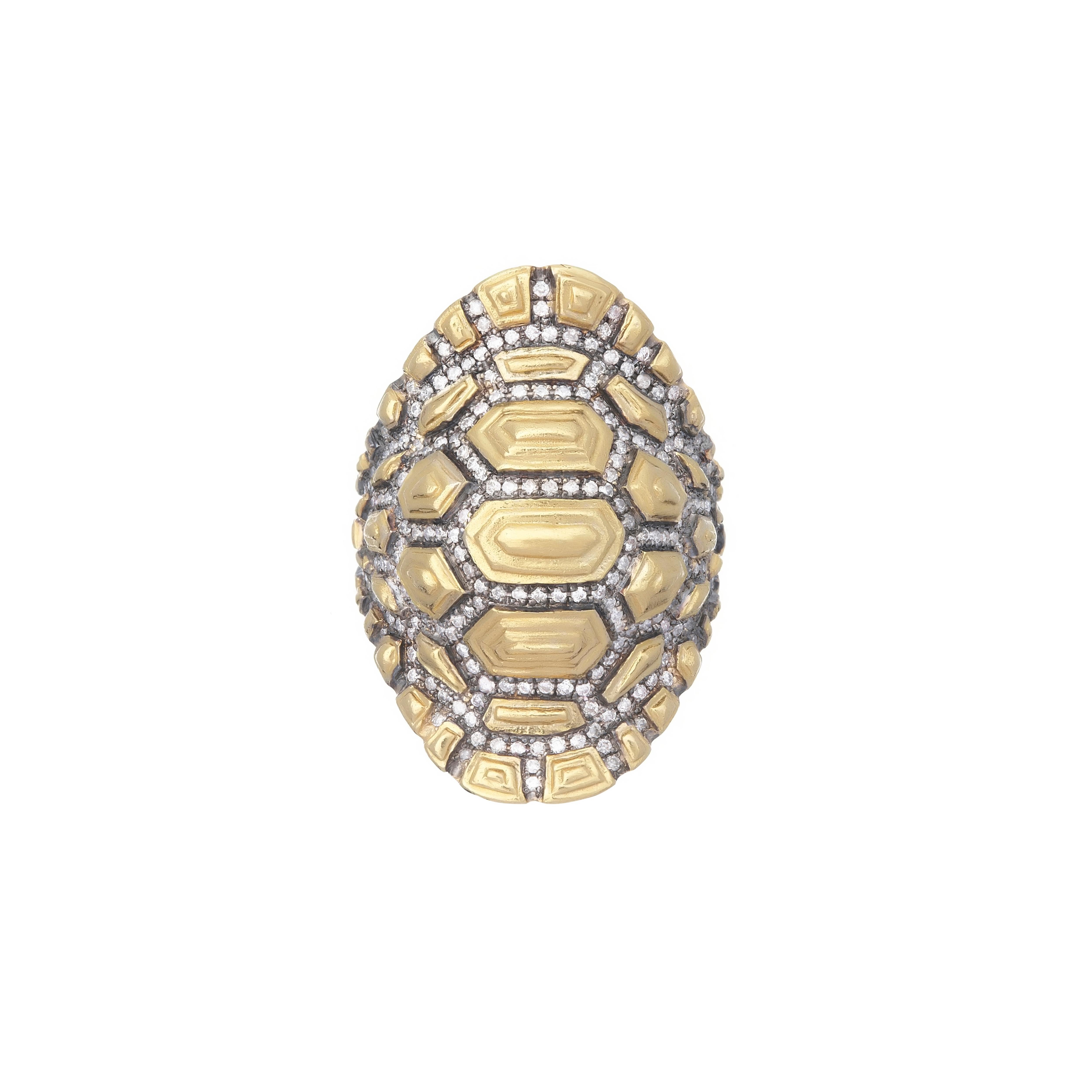 Contemporary Venyx 18 Karat Gold and Diamond Madagascar Cocktail Ring For Sale