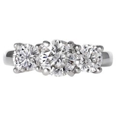 GIA Certified 2.00 Carat Round Natural Diamond 3-Stone Platinum Engagement Ring