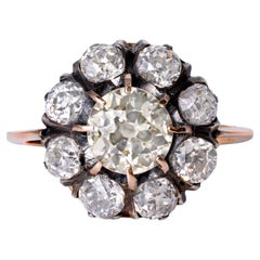 Antique Victorian 3.64 Carat TW Old-Mine Cut Yellow Diamond Cluster Ring