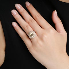 Bague de fiançailles d'occasion, certifiée GIA, avec une pierre ronde de 6 carats, de couleur marron-jaune fantaisie