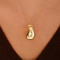 Vintage Elsa Peretti Tiffany & Co 18K Gold Bottle Jug Pendant Necklace
