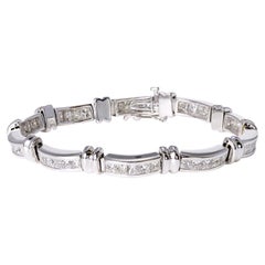 Estate 7.50 Carat Princess Cut Diamond 14k White Gold Tennis Bracelet