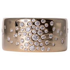 Estate Modern 0.42ctw Diamond 18k Gold Galaxy Wide Cigar Band Ring