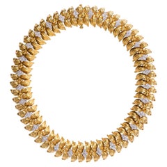 Mid-Century Italian 18K Gold Diamond Collar Necklace, 7.25 Carats