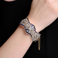 Edwardian Platinum & Gold Bangle Bracelet with Diamonds & Sapphires