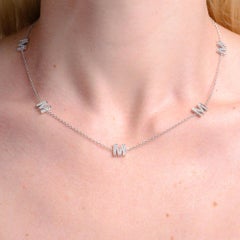 Roberto Coin 18k White Gold Diamond Initial "M" Necklace