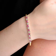 Vintage 1970s Two-Tone 18k Gold Ruby Diamond Tennis Bracelet