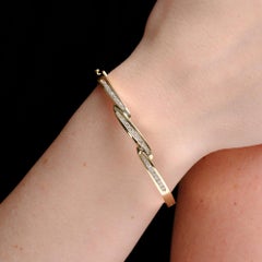 Pulsera tipo brazalete vintage de los años 80, de oro amarillo de 14k con diamantes, 0,76 quilates