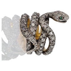 Victorian Antique Rose Cut Diamond Serpent Snake Ring