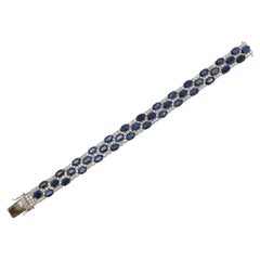 Pulsera damero de zafiro y diamantes de 25 quilates de mediados de siglo