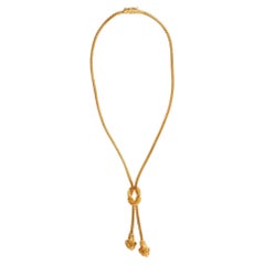 Vintage Lalaounis 18k Gold Rams Head Odyssey Lariat Necklace