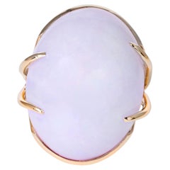 Anillo de cóctel vintage de jade lavanda de 40 quilates y oro amarillo de 14k
