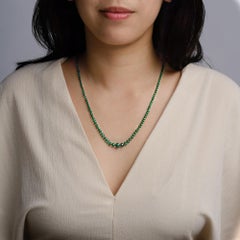 Mid Century 14K Gold 40ct Colombian Emerald Bead Necklace, 22.5"