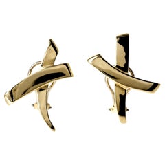 Tiffany & Co. Paloma Picasso 18k Gold Graffiti "X" Clip-On Earrings, 1983