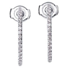 Estate Tiffany & Co Metro Collection White Gold Diamond Hoop Earrings