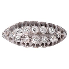 Antique 1920s Art Deco Old Mine Diamond Navette Evil Eye 18k Gold Ring