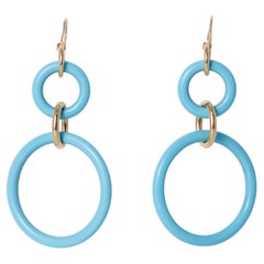 Faraone Mennella 18K Yellow Gold Turquoise Double Hoop Earrings, 2002