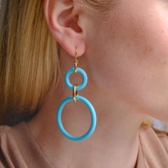 Faraone Mennella 18K Yellow Gold Turquoise Double Hoop Earrings, 2002