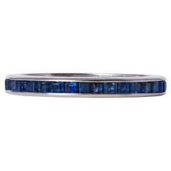 Art Deco Platinum French Cut Blue Sapphire Eternity Band, Circa 1920s