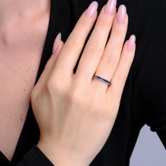 Art Deco Platinum French Cut Blue Sapphire Eternity Band, Circa 1920s