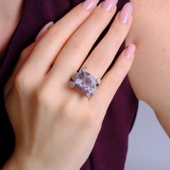 Judith Ripka 15ct Kunzite & Diamond Heart Ring in 14k White Gold