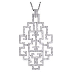 Collana moderna con ciondolo geometrico in oro bianco 18 carati con diamanti, 2,72 carati