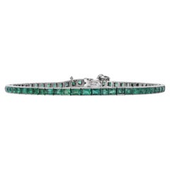 Antique Tiffany & Co. Bracelet tennis en platine et émeraudes, 6 carats