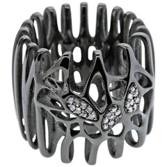 FLOWEN Sterling Silver Radix Cocktail Ring in Black Ruthenium and Diamonds