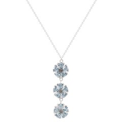 .925 Sterling Silver Light Blue Sapphire Triple Blossom Stone Lariat