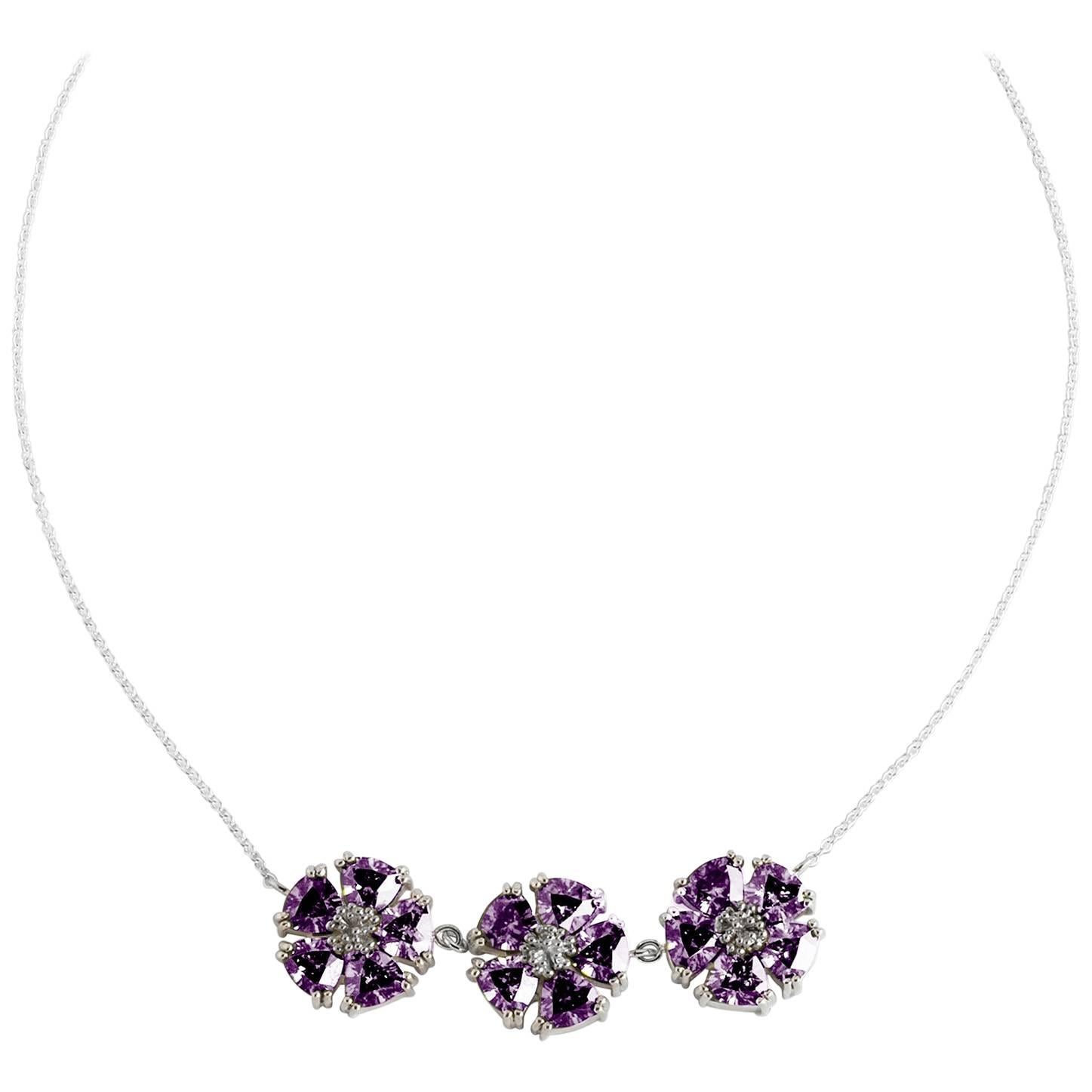 Amethyst 123 Blossom Stone Necklace For Sale