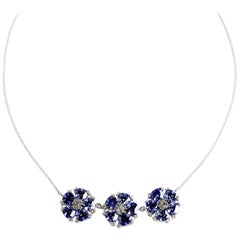 Dark Blue Sapphire 123 Blossom Stone Necklace