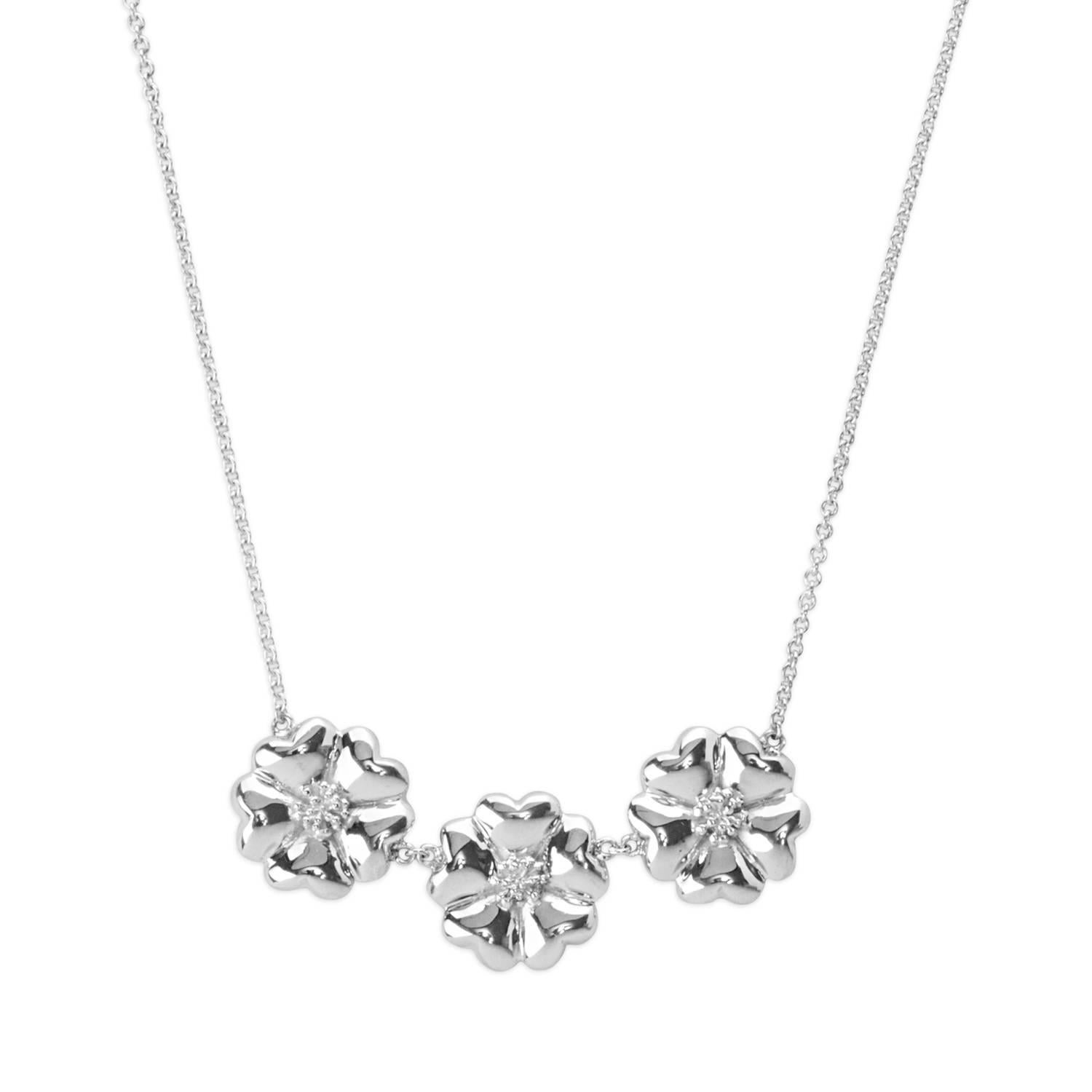 .925 Sterling Silver 123 Large Blossom Necklace For Sale