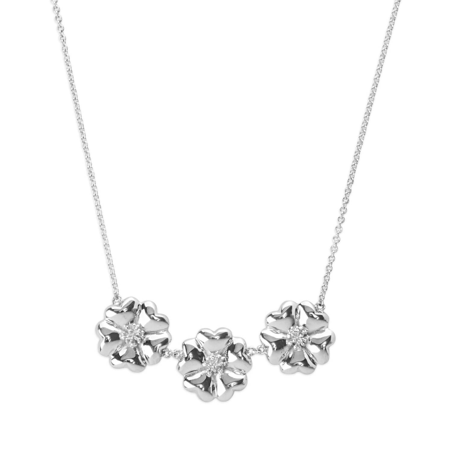 .925 Sterling Silver 123 Small Blossom Necklace For Sale