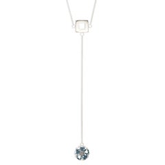 Light Blue Topaz Blossom Stone and Square Lariat Necklace