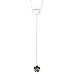 Olive Peridot Blossom Stone and Square Lariat Necklace