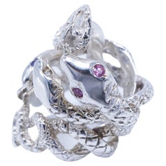 Emerald White Diamond Sapphire Tanzanite  Snake Ring Sterling Silver J Dauphin