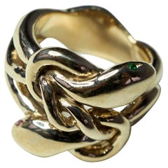 Emerald Ruby Snake Ring Victorian Style Bronze Cocktail J Dauphin