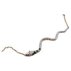 Snake Necklace Choker Chain Emerald Aquamarine Pendant J Dauphin
