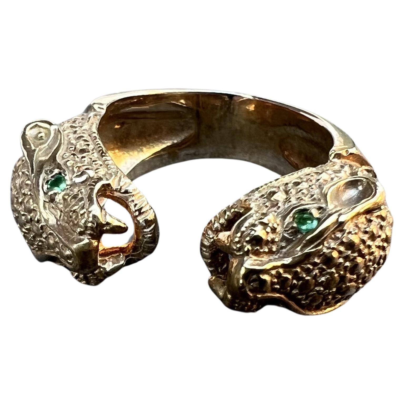 Anello con giaguaro smeraldo Gioielli per animali Bronzo J DAUPHIN