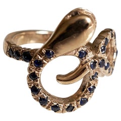 Schwarzer Diamant Aquamarin Schlangenring Gold Cocktail viktorianischen Stil J Dauphin