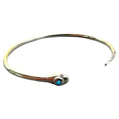 J Dauphin Bracelet manchette jonc serpent en opale, rubis et bronze