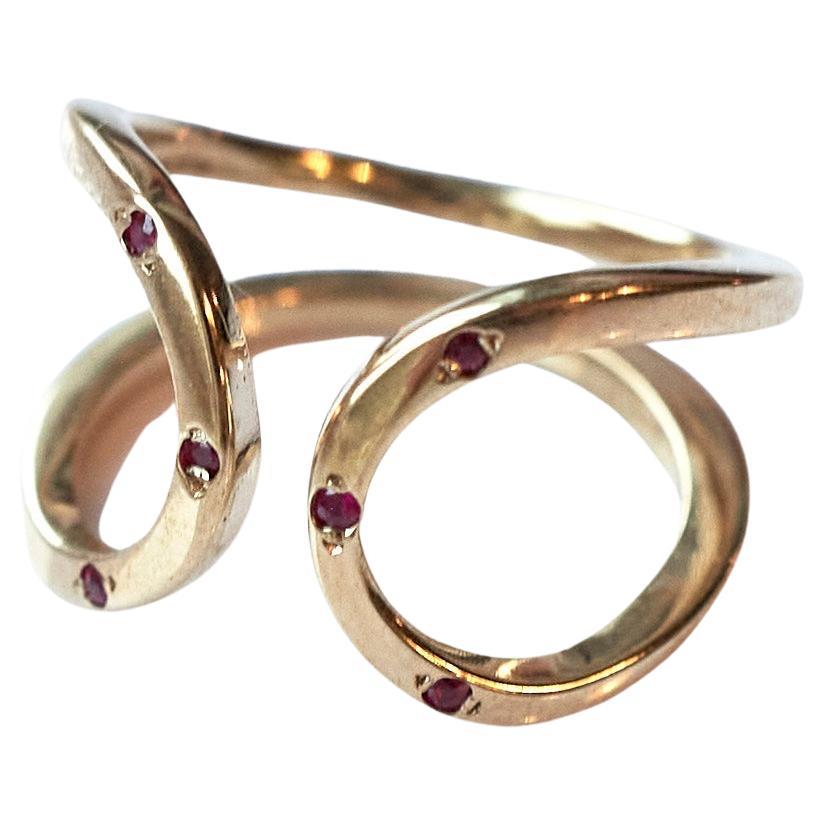 Contemporary Ruby Gold Ring Cocktail Eternity J Dauphin For Sale