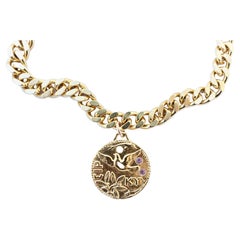 Dove Chain Choker Necklace Opal Pink Tourmaline Medal J Dauphin
