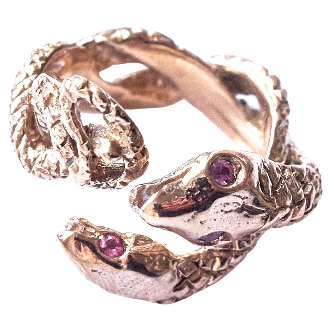 Animal jewelry Pink Sapphire Snake Ring Bronze Cocktail Ring J Dauphin