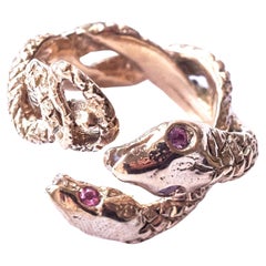 Bijoux animaliers Bague cocktail serpent en saphir rose Bague en bronze J Dauphin