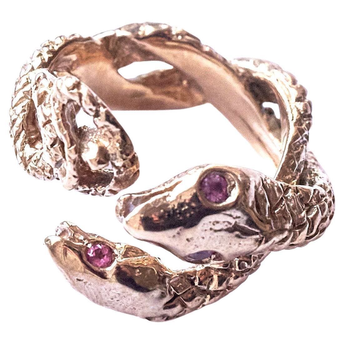 Animal jewelry 4 pcs Pink Sapphire Snake Ring Bronze  
By J Dauphin
Cocktail Ring

This ring is adjustable - fits size 6-8

J DAUPHIN 