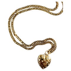 Heart White Diamond Heart Pendant Chain Necklace White Pearl Victorian Style