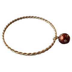 Diamond Bangle Star Sphere Red Enamel